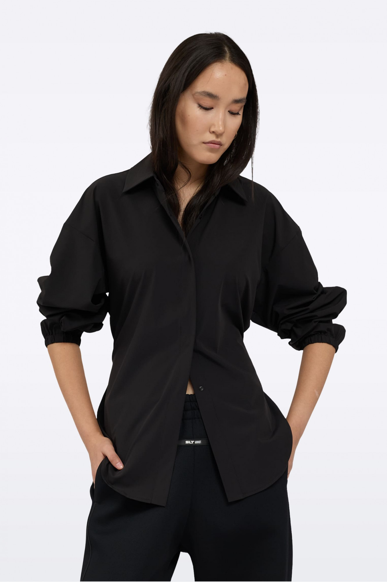 Рубашка черная T0245/polyester