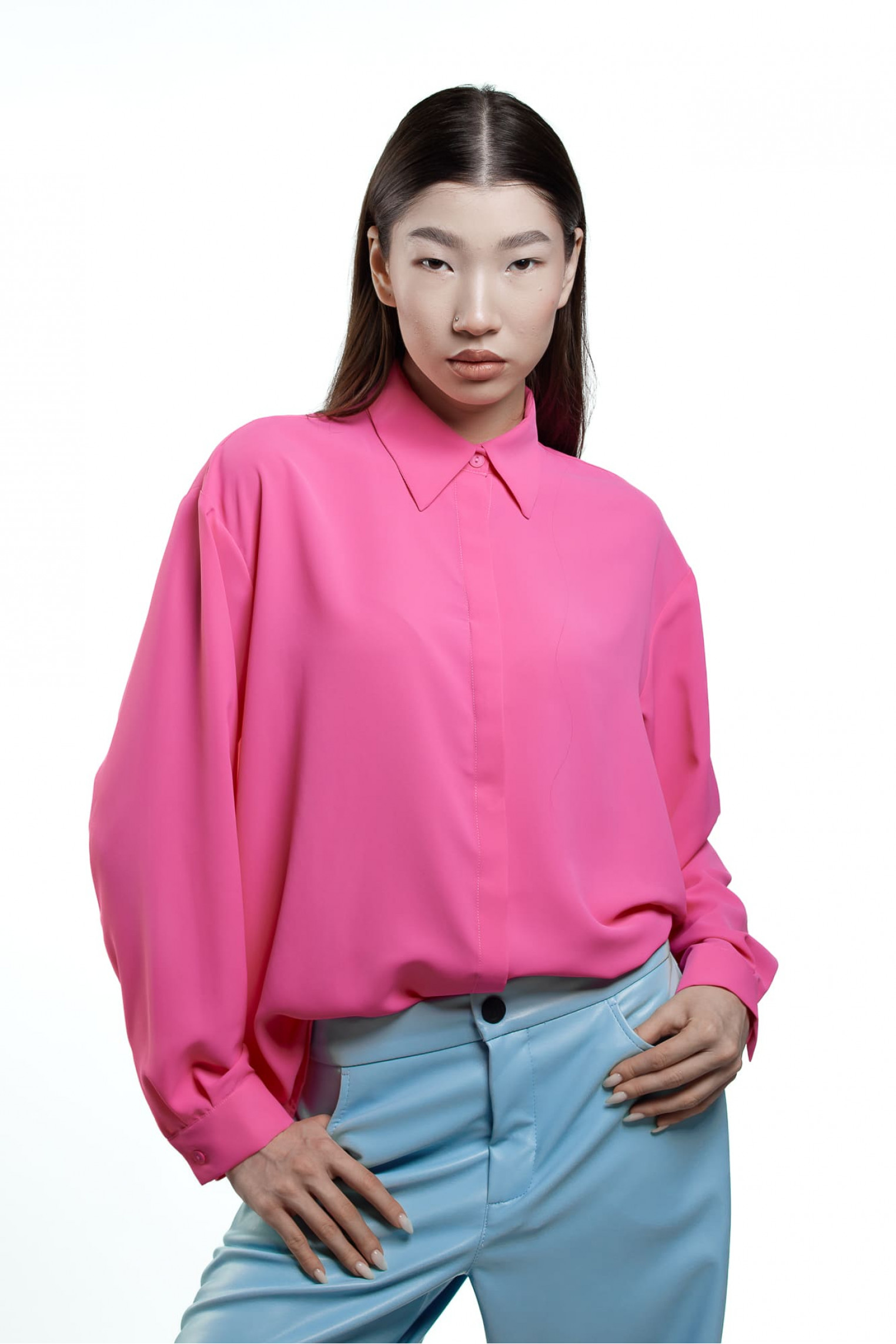 Рубашка розовая T0035/Silk